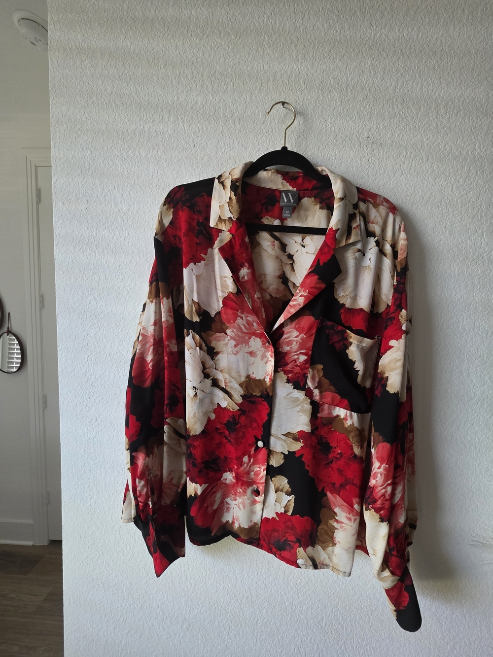 Worthington Red, Black & Cream Floral Blouse - Picture 2 of 7